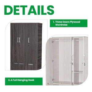 ตู้เสื้อผ้าเฟอร์นิเจอร์ห้องนอนไม้อัดสั่งทำพิเศษ พร้อมชั้นวางแขวน สำหรับห้องพักโรงแรมและห้องนอน - Product Image 4