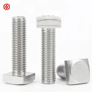 Fully Thread square thread bolt and nut 304 Stainless Steel Grade M12 x 35mm square head screw bolt