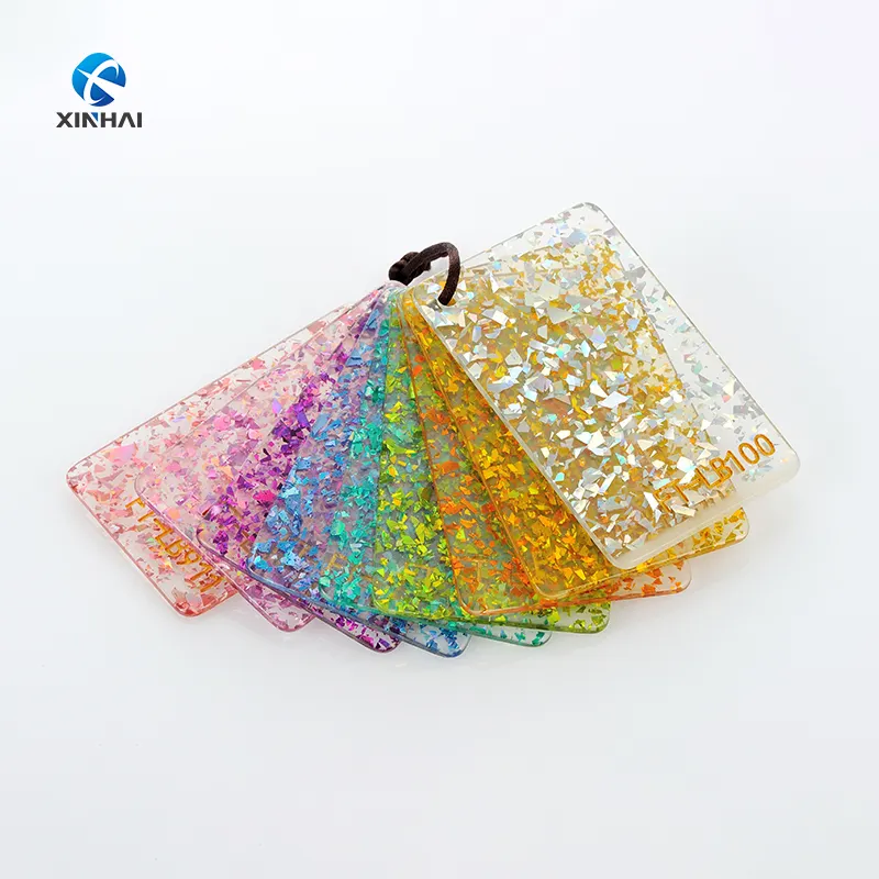 XINHAI Fabric and Glitter Acrylic Sheet 3mm High Quality Transparent Clear Crystal Virgin Acrylic Sheet PE or Kraft Paper
