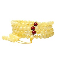 Pulsera de tungsteno con cuentas budistas de ámbar, 108 cuentas, regalo de negocios para hombres y mujeres, estilo moderno