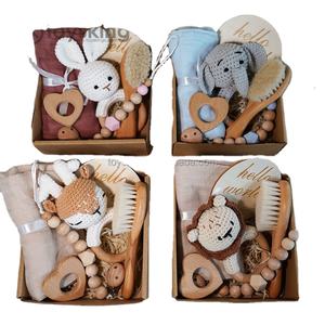 Nouveau coton serviette mousseline bébé bavoirs bébé jouet cadeau ensemble <span class=keywords><strong>bain</strong></span> jouet en bois <span class=keywords><strong>bain</strong></span> dentition jouets ensemble Crochet animaux pâques - Product Image 6