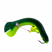 Leurre souple pré-monté en forme de ver avec tête de jig et queue éventail pour la pêche en eau salée au brochet et au bar, vente en gros, approvisionnement OEM