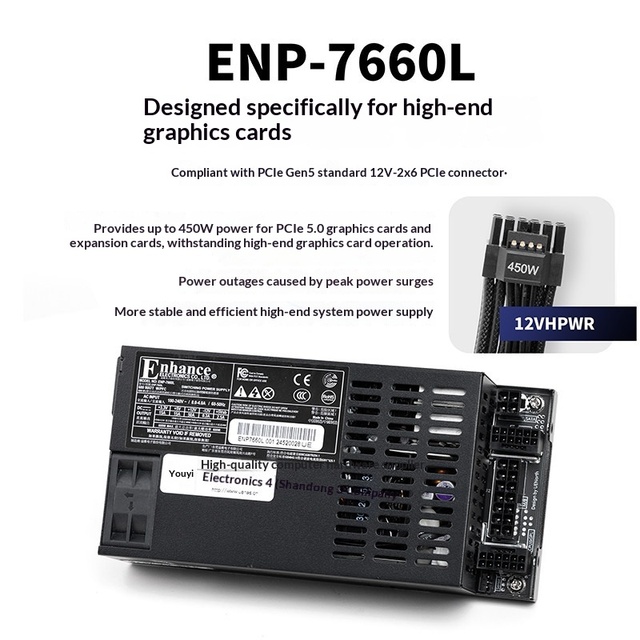 Enhance ENP-7660L Flex-ATX PSU 600w NAS/ITX Small Host Platinum ENP-7660B BLACK Quiet Fan Full Module Power Supply