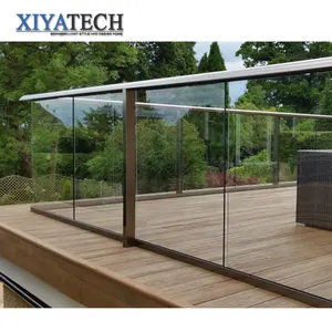 XIYATECH Glass Railing Outdoor Staircase Black Glass Holder For Stair Fittings Aluminum Brackets Spigot Clamp