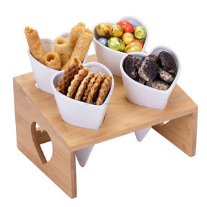 Conos Individuales de Cerámica en Forma de Corazón, Plato de Cerámica <span class=keywords><strong>Blanco</strong></span> para Servir Bocadillos, Frutos Secos, Estación de Aperitivos de Cerámica en Forma de Corazón - Product Image 1