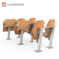 Chaise de conférence en bois Leadcom L-E08 pour universités, avec panier porte-documents, idéale pour les salles de formation et les cours universitaires.