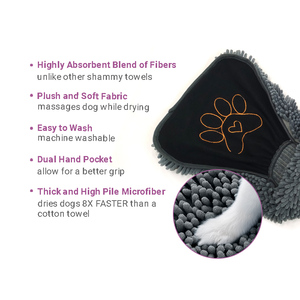 Serviettes en microfibre à séchage rapide avec poches, microfibres absorbantes, serviette de séchage pour chien, bain pour animaux de compagnie, pour grands chats - Product Image 3