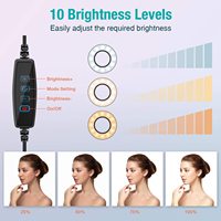 Support de téléphone et support de microphone et bras flexible 3 modes d'éclairage Anneau de selfie à 10 niveaux pour Selfie Live Stream Makeup YouTube