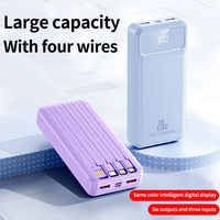 Batterie externe 20000 mAh 10000 mAh 22,5 W à charge rapide, grande capacité avec cordon intégré, alimentation mobile, chargeur multi-ports