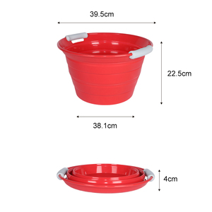 Cubo de Pesca Plegable de Silicona Rojo, Cubo de Agua Plegable para el Hogar, Camping, con Tapa - Product Image 6