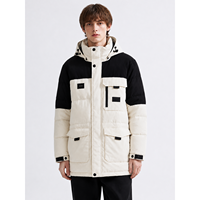 Parka tricotée zippée pour homme, grande taille, en polyester rembourré, color-block, effet délavé, personnalisable avec logo OEM, qualité supérieure