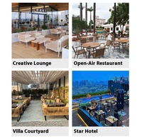 Ensemble de salle à manger de style classique pour café, design en rotin, meubles d'extérieur, table de jardin et ensemble de chaises de patio pour restaurant, hôtel, complexe hôtelier