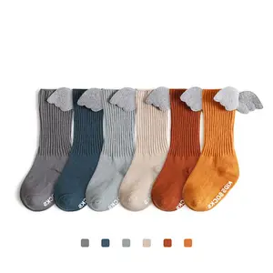 Calcetines antideslizantes <span class=keywords><strong>de</strong></span> algodón con lazo para bebé, medias largas a rayas <span class=keywords><strong>de</strong></span> Color liso para niño y niña - Product Image 1