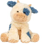 Peluche personnalisée en forme de vache, brodée, en tissu super doux, adorable, bleu crème, réchauffable au micro-ondes, pour anniversaire
