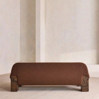 Canapé en tissu terracotta de designer italien, accoudoirs courbes, 3 places, pieds en bois marbré, meubles de salon pour maison, villa, hôtel