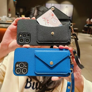 Étui de téléphone portable en cuir motif litchi tendance 2026 <span class=keywords><strong>avec</strong></span> bandoulière et porte-cartes à chaîne pour <span class=keywords><strong>iPhone</strong></span> 16 - Product Image 3