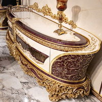 Ensemble de canapés de luxe de style rétro turc, design européen, salon, bois massif sculpté, marron doré, éponge, grand canapé, ensemble 321