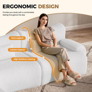 Sofá Modular de Tela Teddy con Otomana, Diseño Ergonómico Curvo, No Requiere Montaje, Sofá Cama Extra Grande en Forma de L, Relleno de Esponja - Product Image 3