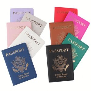 Funda de Pasaporte de Cuero PU con Logotipo Personalizado, Bloqueo RFID, Sin Cierre, Estampado en Caliente, Cartera de Viaje y Porta Tarjetas Americano - Product Image 3