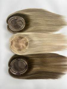 ท็อปเปอร์ผมแท้แบบโมโนเบส PU ขนาด 3*5 5.5*6.5 นิ้ว 5*5 นิ้ว มีสินค้าในสต็อก 15 สี ผมเรียงเส้นสวย สำหรับผู้หญิง เพื่อความงาม - Product Image 3