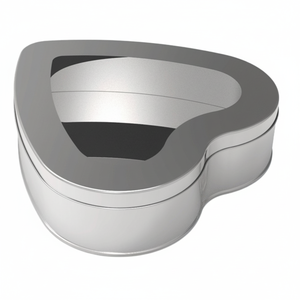 Kontensan L455 Heart Shape <b>Tin</b> Can 2 Lt Heart Windowed Lokum <b>Chocolate</b> Drage Box 233x233xH45mm Slip Lid - Product Image 2