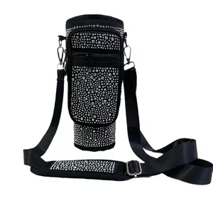 Neopreno 30 40 oz Soporte para botella de agua Funda para taza Bling Sport Gym Cup Holder Cover Sling Bag con cremallera Bolsillo para teléfono