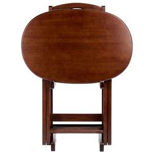 Db Nathan Juego de mesa para aperitivos de 5 piezas, color capuchino, madera redonda, apilable, muebles de exterior - Product Image 6