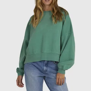 Wholesale High Quality Streetwear Casual Crewneck Green Oversize Sweatshirts Long Sleeve Women SweatShirt