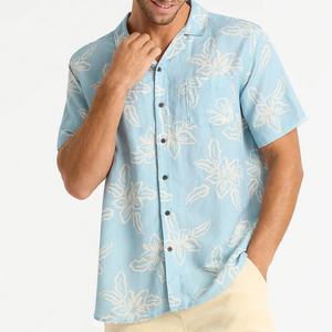 Wholesale Factory <b>Men's</b> Breathable Skin-friendly <b>Shirts</b> Printed Lapel <b>Shirts</b> Custom 100% Linen <b>Beach</b> <b>Shirts</b> - Product Image 2