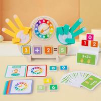 Jouets en bois pour enfants d'âge préscolaire, horloge, grenouille, comptage des doigts, tableau mathématique, jouets d'apprentissage Montessori, aides pédagogiques pour enfants
