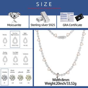 Gioiello d'Amore alla Moda per San Valentino, Catena a Cuore <span class=keywords><strong>Infinito</strong></span> in Argento Sterling 925 con Diamante Moissanite VVS da 8mm - Product Image 6