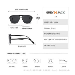 Lunettes de soleil pour homme Grey Jack, monture en métal noir, protection UV400, conduite, pêche, utilisation en plein air - Product Image 5