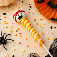Sucette Guimauve Courte Personnalisable Halloween Assortie, Bonbon de Fête avec OEM pour importateurs mondiaux