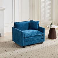 Fauteuil de lecture individuel moderne en chenille verte, rembourré, avec assise profonde, pour salon, avec coussin décoratif, modèle W714S00449