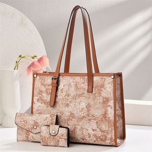 Trendy Flower Pattern Handbags Lady's Leather Totes <b>Large</b> Capacity PU Tote Bag <b>Purse</b> Set - Product Image 4
