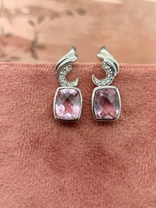 Boucles d'oreilles pendantes en argent sterling 925 avec quartz rose, bijoux artisanaux vintage faits à la main pour femmes, bijoux fins anti-allergiques - Product Image 5