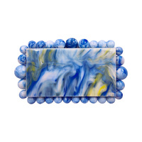 Hot Selling Groothandel Acryl Kralen Diner Tas Luxe Geometrische Patroon Avond Clutch Voor Vrouwen Met Ketting Schouderband