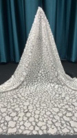 Dentelle blanche de haute qualité, nouvelle mode, broderie florale 3D avec paillettes, perles, tissu pour robes de mariée, robes de soirée
