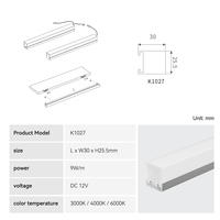 Lumières de miroir de placard en aluminium à capteur de mouvement à ondes manuelles avec abat-jour en plastique, design moderne pour salle de bain et chambre à coucher, 6000K