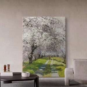 Pintura impresionista en lienzo, impresión rectangular grande, estilo de jardín Monet, para decoración de entrada de sala de estar - Product Image 4