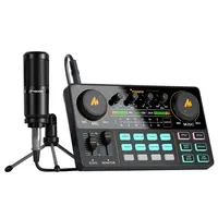 Профессиональный конденсаторный записывающий Студийный микрофон MAONOCASTER со звуковой картой и смесителем, гарнитура для подкастов, комплект оборудования