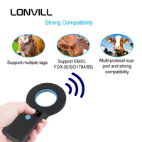 LONVILL Pembaca Mikrocip Hewan Peliharaan RFID Frekuensi Rendah Portabel Nirkabel dengan Layar OLED Jangkauan Jauh