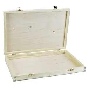 Незаконченная деревянная коробка с откидной крышкой для поделок для хранения ювелирных изделий сосновая коробка