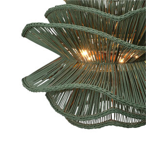 Décoration de haute qualité chasseur vert tissé à la main rotin vague lumières pour Villa jardin maison pendentifs décoratifs éclairage - Product Image 3