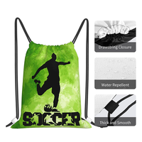 Sac à dos à cordon en polyester avec impression intégrale pour enfants, motif ballon de football