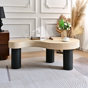 Mesa de Centro de Madera Natural Estilo Europeo INNOVA, Mueble de Salón con Tres Patas Extensibles, Decorativa, Estilo Antiguo para el Hogar - Product Image 1