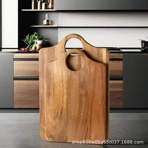 Planche à découper rectangulaire en bois massif, bloc de découpe multifonctionnel pour la cuisine, pour servir des fruits, des pizzas, des desserts, couleur rétro - Product Image 4