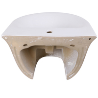 Lavabo à main de haute qualité une pièce suspendu lavabos de salle de bain blanc en céramique ronde mur suspendu bassin pour Villa salle de bain