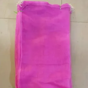 Pink garlic net mesh bag with logo / pe monofilament net bags for onion