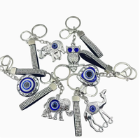 Pendentif œil porte-bonheur circulaire scintillant entièrement orné de strass avec pompons, ornement suspendu de haute qualité, porte-clés le plus vendu